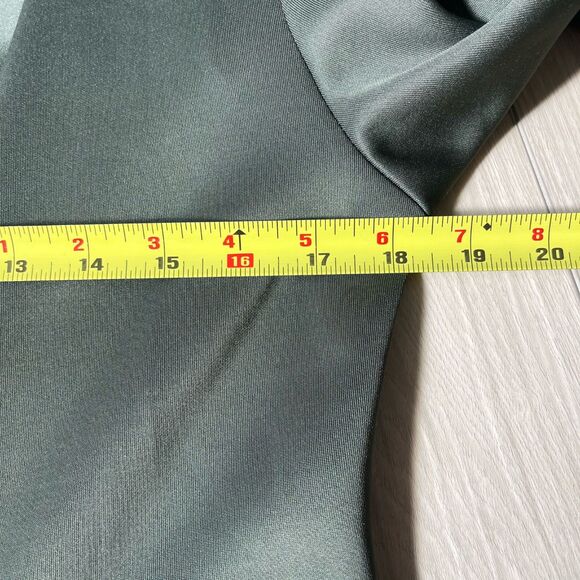 EIEN Womens Dress Green Plus 1XL Satin long sleeve‎ vneck Modest Classic minimal - Picture 6 of 7